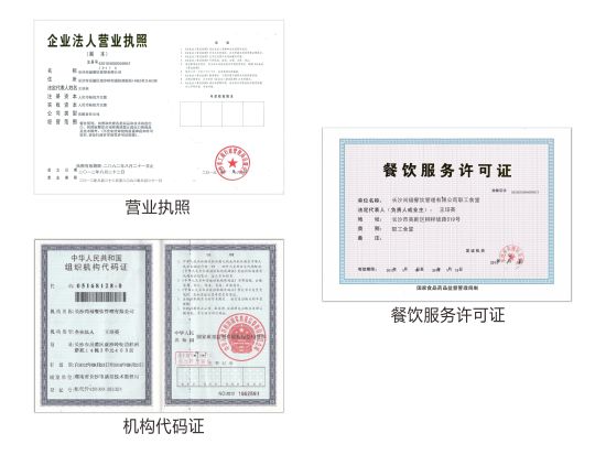 尚福餐饮管理资质证书
